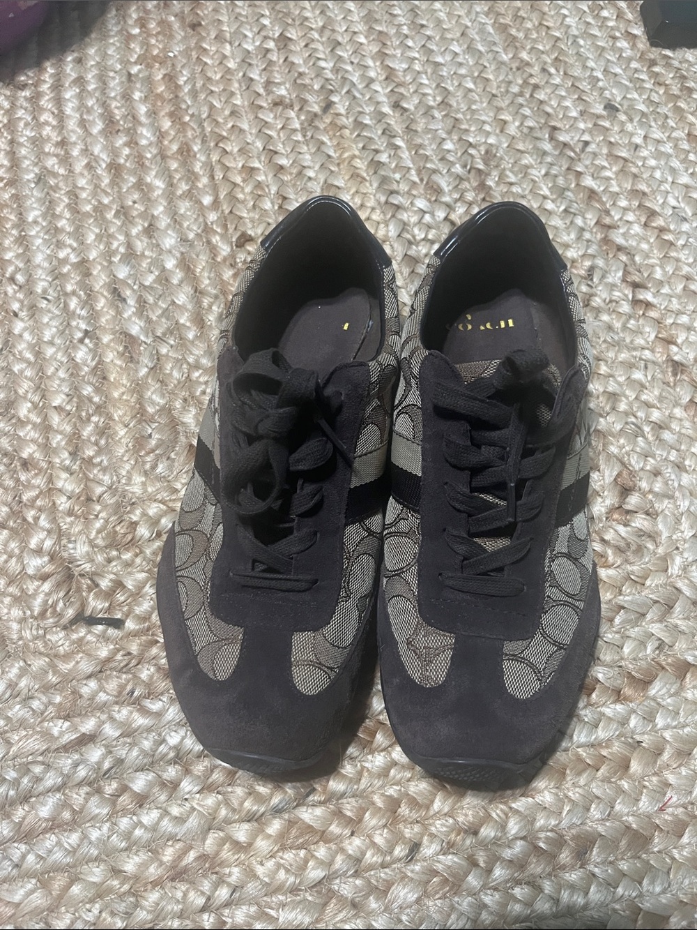 Coach Women’s Black and Gray Signature Canvas Sneakers